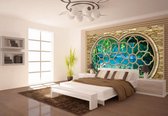 Stone Wall Tropical Waterfall Lake Photo Wallcovering