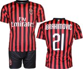 AC Milan Replica Zlatan Ibrahimovic 21 Thuis Tenue Voetbal T-Shirt + Broek Set Seizoen 2019 / 2020 Zwart / Rood, Maat:  158