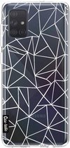 Casetastic Samsung Galaxy A71 (2020) Hoesje - Softcover Hoesje met Design - Abstraction Outline White Transparent Print