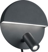 LED Wandlamp - Trion Marano - 8W - Warm Wit 3000K - Rond - Mat Zwart - Aluminium
