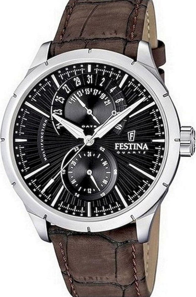 Festina F16573-4 Retro - Horloge - Staal - Zilverkleurig - 45.8 mm
