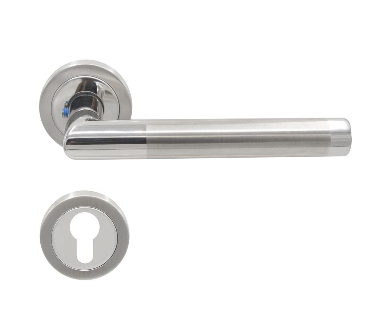 Slotman Solutions Deurklink Cilinder – RVS – Rond Rozet – PZ55 – Deurbeslag Set