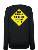 Houd 1,5 meter afstand sweater zwart voor dames L