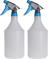 Set van 2x grijs/blauwe plantenspuiten 1 liter - Tuinbenodigdheden - Waterverstuiver - Plantensproeiers/plantenspuiten