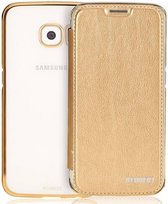 Xundd Samsung Galaxy S6 Edge Plus Hard Transparant TPU Back Case Met Flip Hoesje Champagne Goud