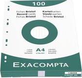 Exacompta - 100 steekkaarten bristol - gelijnd niet geperforeerd 210x297mm, Wit