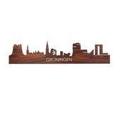 Skyline Groningen Palissander hout - 100 cm - Woondecoratie design - Wanddecoratie met LED verlichting
