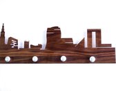 Skyline Kapstok Groningen  - 100x24 cm - Woondecoratie design - Wanddecoratie Zwart MDF hout - Woondecoratie - Wanddecoratie