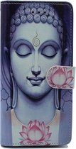 Samsung Galaxy S6 Edge Hoesje met Print - Portemonnee Book Case - Kaarthouder & Magneetlipje - Buddha Blauw