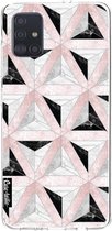 Casetastic Samsung Galaxy A51 (2020) Hoesje - Softcover Hoesje met Design - Marble Triangle Blocks Pink Print