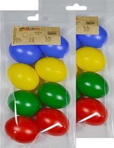 16x Gekleurde kunststof eieren decoratie 6 cm hobby/knutselmateriaal - Knutselen DIY eieren beschilderen - Pasen thema plastic paaseieren eitjes multikleur