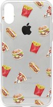 ADEL Siliconen Back Cover Softcase Hoesje Geschikt voor iPhone XS/ X - Junkfood Pizza Patat Hotdog Hamburger