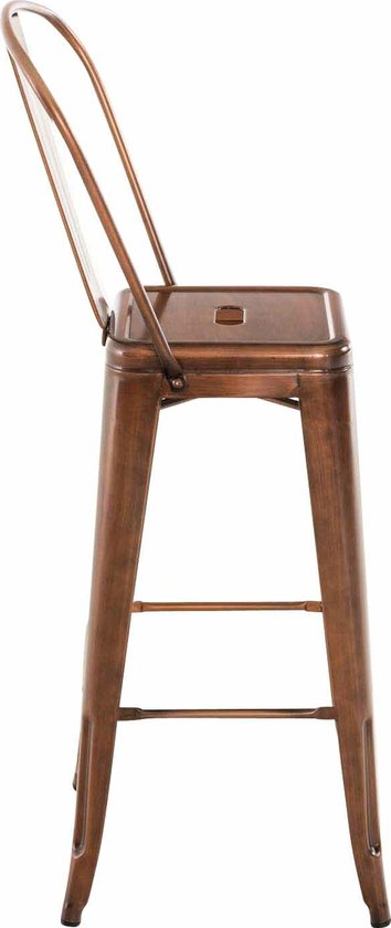 CLP West Barkruk - Met rugleuning - Voetsteun - Metalen frame -, Kleur:grijs, materiaal:Imitatieleer
