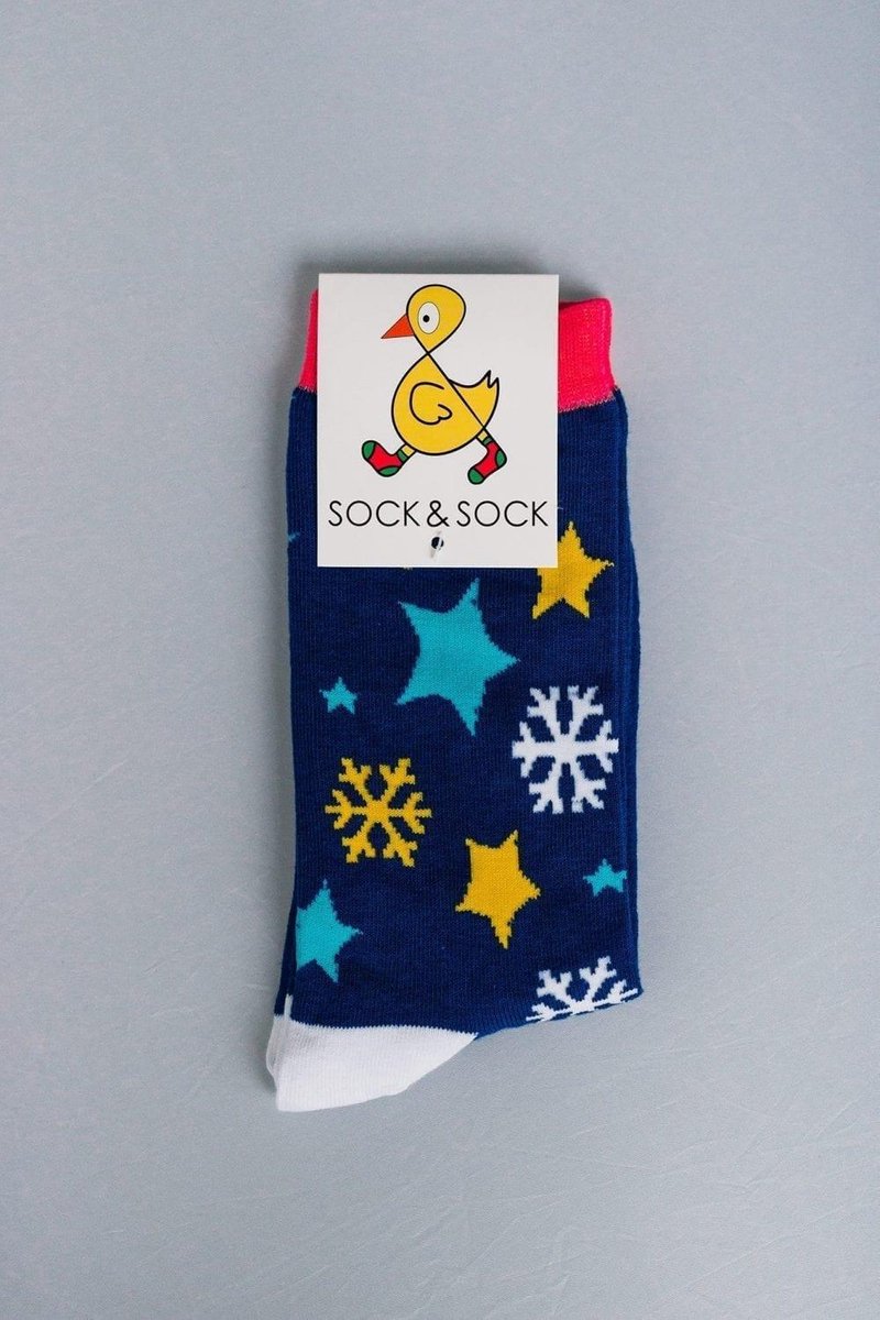 Snowstar sok | Sneeuw | Sneeuwvlok | Kerst | Multi-color | Onesize fits all | Herensokken en damessokken | Leuke, grappig sokken | Funny socks that make you happy | Sock & Sock