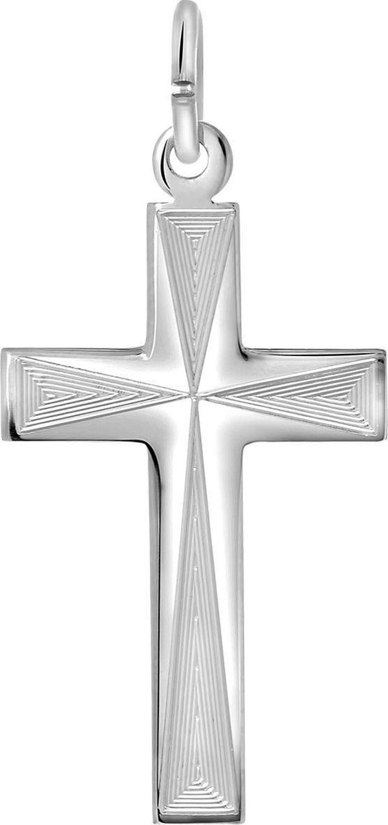Lucardi - Zilveren hanger kruis bewerkt