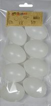 8x Witte kunststof eieren decoratie 6 cm hobby/knutselmateriaal - Knutselen DIY eieren beschilderen - Pasen thema plastic paaseieren eitjes wit