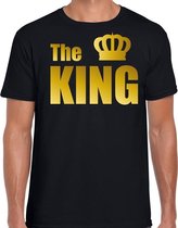 The king t-shirt zwart met gouden letters en kroon voor heren XL