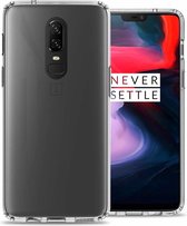 Ultra thin silicone case OnePlus 6 - transparant + glazen screen protector