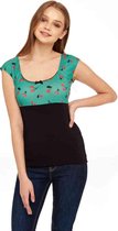 Pussy Deluxe Dames Tshirt -L- Cat Cherries Groen