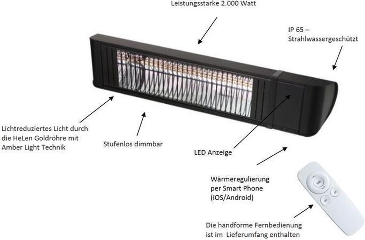 Infralogic Infrared heater HeizMeister LuXus Professionell in 2 colours IP 65