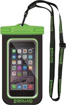 Zwarte/groene waterproof hoes voor smartphone/mobiele telefoon - Met polsband - Telefoonhoesjes waterbestendig