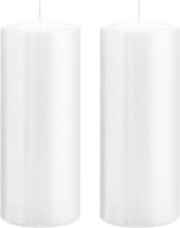 2x Witte cilinderkaarsen/stompkaarsen 8 x 20 cm 119 branduren - Geurloze kaarsen - Woondecoraties