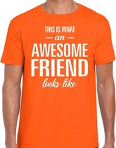 Awesome friend cadeau t-shirt oranje heren L