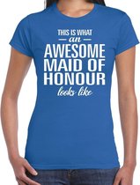 Awesome maid of honour/getuige cadeau t-shirt blauw dames S