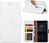 Bookcase Geschikt voor: Nokia 6 - Wit - portemonnee hoesje