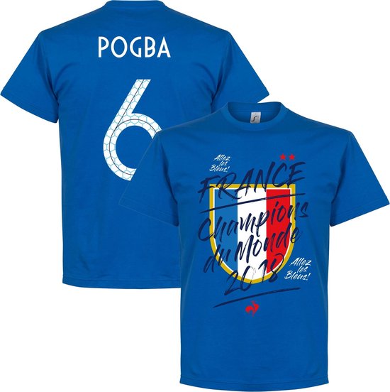 Frankrijk Champions Du Monde 2018 Pogba T-Shirt - Blauw - S