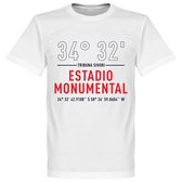 River Plate Estadio Monumental Coördinaten T-Shirt - Wit - XXL