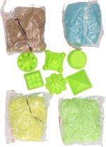 Speelzand/magisch zand 4 kleuren van 250 gram met 6 zandvormpjes - Kinetisch zand - Speelgoedzand creatief speelgoed voor kinderen