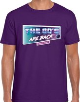 Eighties The 80s are back t-shirt paars voor heren - disco thema outfit / feest shirt kleding S