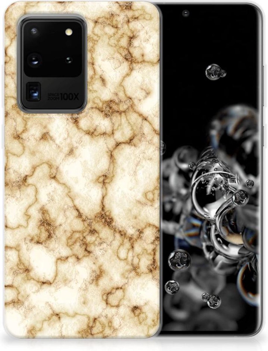 Samsung Galaxy S20 Ultra TPU Siliconen Hoesje Marmer Goud