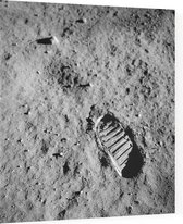 Astronaut footprint (voetafdruk op maanoppervlak) - Foto op Plexiglas - 80 x 80 cm