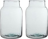 2x Cilinder vaas / bloemenvaas transparant glas 35 x 21 cm - bloemenvazen - woondecoratie / woonaccessoires