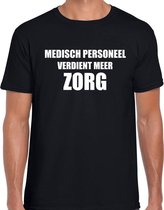 Medisch personeel verdient meer zorg t-shirt zwart voor heren XL