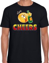 Funny emoticon t-shirt cheers zwart voor heren S