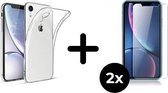 iPhone XR Hoesje Transparant - Siliconen Case - 2x Tempered Glass Screenprotector