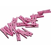 20x stuks mini knijpers roze - 2 cm - Geboorte meisje knijpertjes - Kaartje ophangen kleine knijpertjes