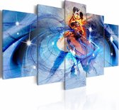 Schilderij - Liefdes Dans , blauw , 5 luik