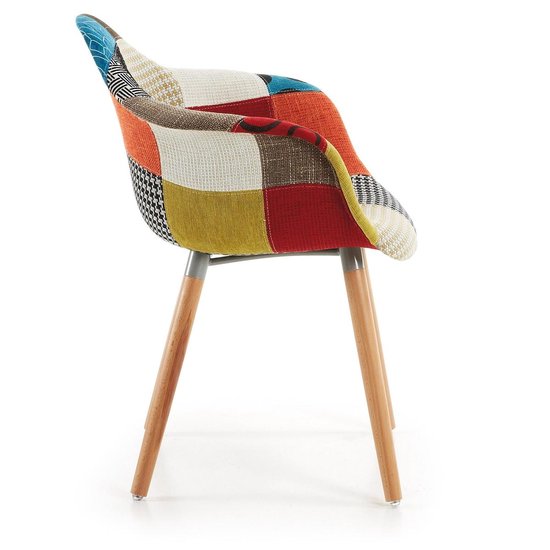 Nathaniel Ward bespotten plein Kave Home - Kevya veelkleurige patchwork stoel met massief beuken poten |  bol.com