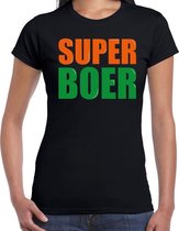 Super boer fun tekst t-shirt zwart dames M