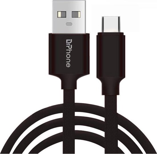 Foto: Drphone hybridx 2 meter kabel data opladen geschikt voor n switch usb c type c oplaadkabel zwart