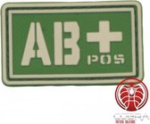 AB+ POS 3D PVC Militaire bloedgroep patch embleem groen fluo met klittenband