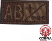 Bloedgroep AB+ POS bruin geborduurde militaire patch embleem met klittenband