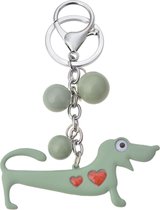 Melady Sleutelhanger MLKCH0243  - Groen Metaal Sleutelhanger met Koord