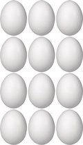 12x Piepschuim ei decoratie 8 cm hobby/knutselmateriaal - Knutselen DIY eieren beschilderen - Pasen thema paaseieren eitjes wit