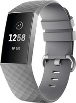 Siliconen Smartwatch bandje - Geschikt voor  Fitbit Charge 4 silicone band - grijs - Maat: S - Horlogeband / Polsband / Armband