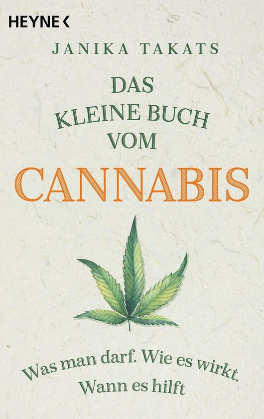 Het boek 'Das kleine Buch vom Cannabis' van Janika Takats met een illustratie van een cannabisblad.
